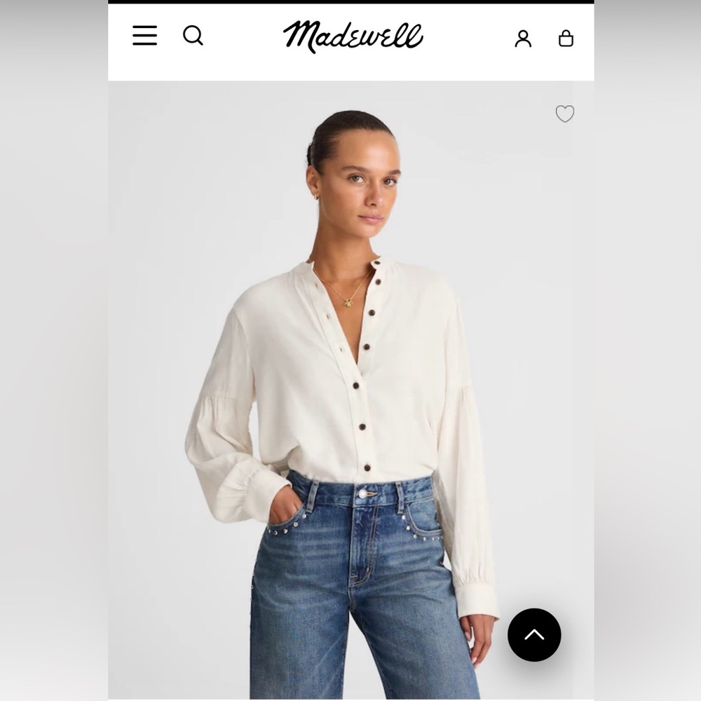 Madewell stand up collar Flannel Button-Up Shirt